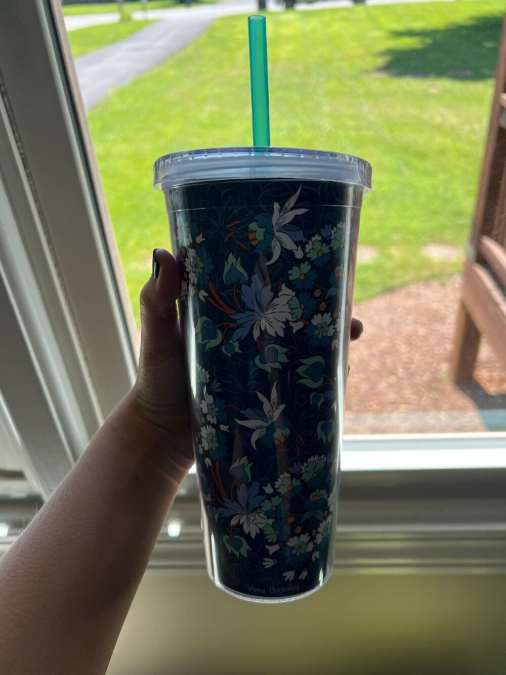 Vera Bradley straw cup, retired blue floral print, BPA-free